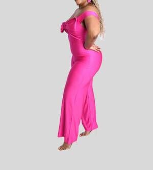NEW CEFIAN desiree bow jumpsuit in magenta